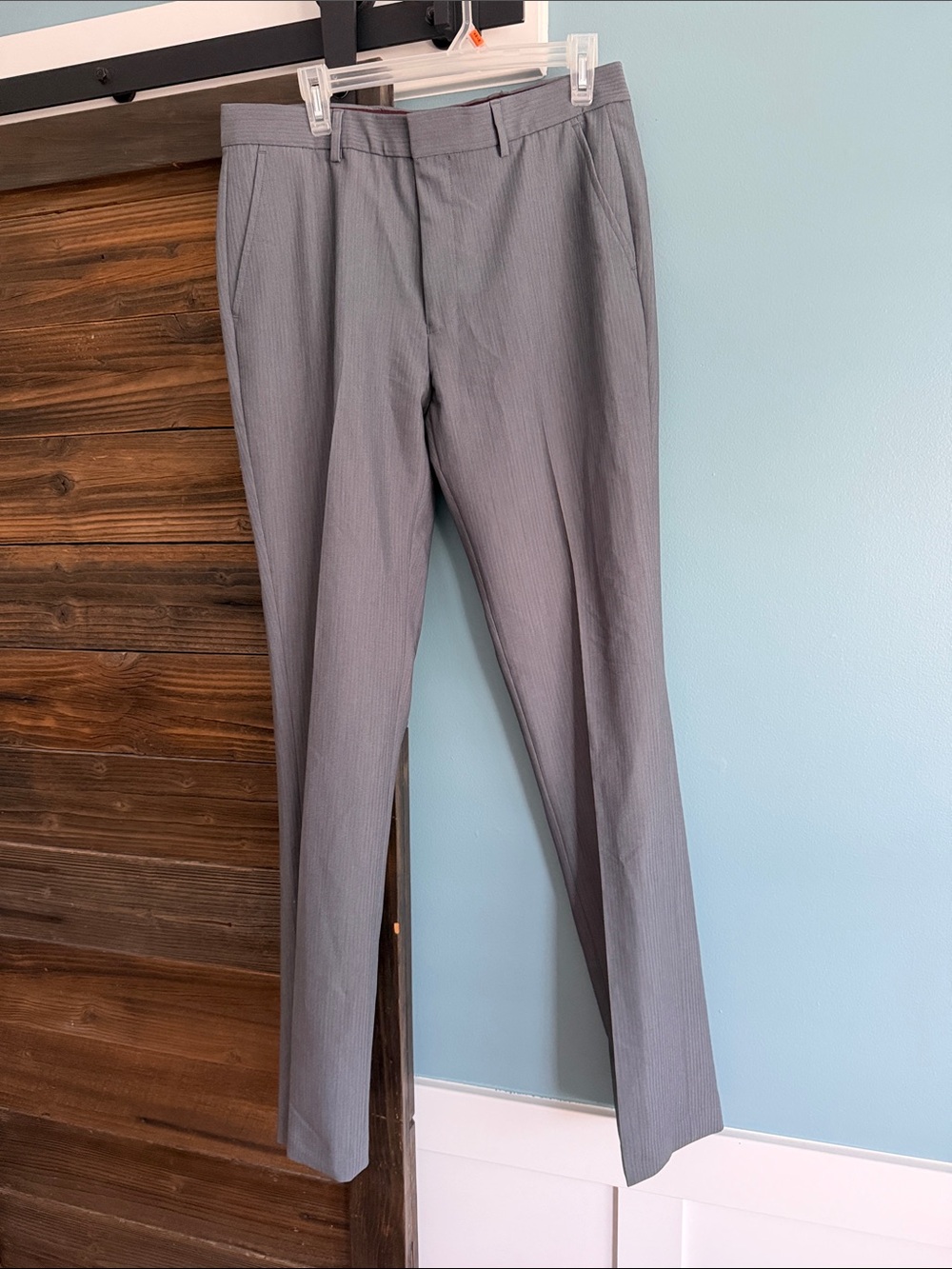 Egara Light Gray Pinstripe Dress Pants